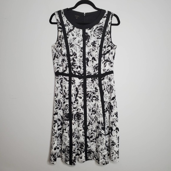 Talbots Dresses & Skirts - TALBOTS Black White Floral Print Sleeveless Back Zip A-Line Dress Sz 8